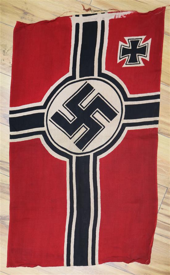 A German WWII Kriegsmarine flag, unissued, unfinished